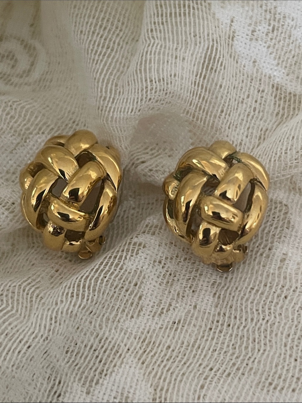 Gold-Toned Woven Knot Clip-On Earrings